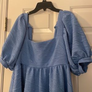 Free people, baby doll dress, small, blue, thick, tie at back, stretch